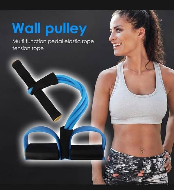 T  4 Tube Elastic Pull Rope Abdominal Ankle Pedal Home Gym Sport Training Fitness Equipment