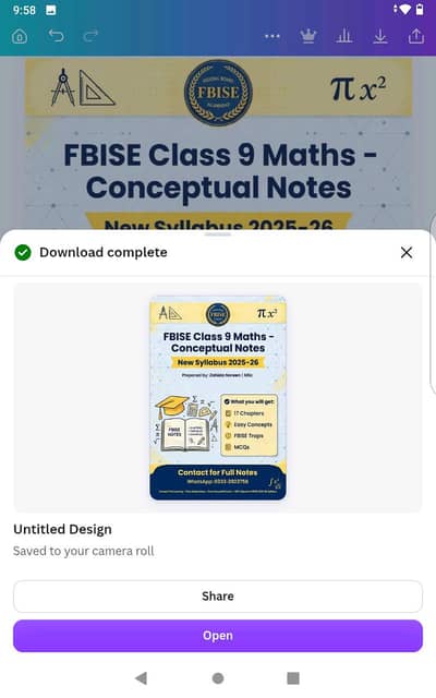 FBISE Class 9 Maths Conceptual Notes New Syllabus 2025-26