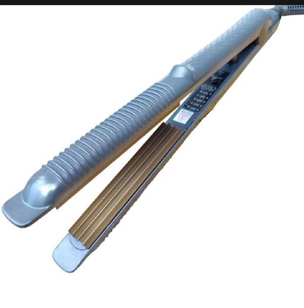 T   Deep Thick Style Professional Hair Straightener Crimper slim and long plate temperature control instant heating - Black