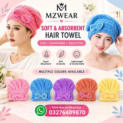 MZ Wear Soft & Absorbent Hair Towel – Comfortable Hair Drying Cap for