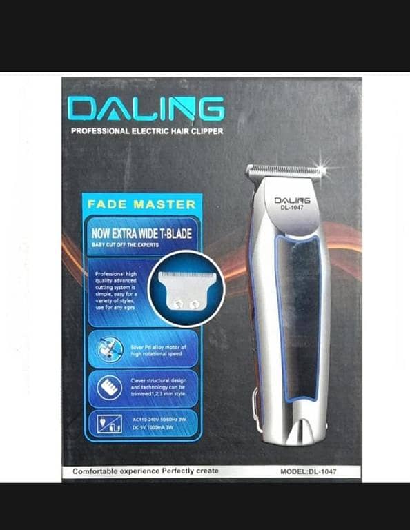 T  Rechargeable Hair and Beard Trimmer highly sharp precise 0.2mm accurate cutting with 3 (1 ¹/²) clips Professional Hair Trimmer