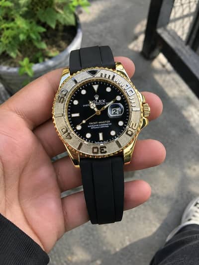 Rolex Yacht Master Oysterflex Watch - Gold & Silver Edition