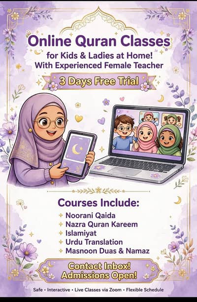 Experienced Female Quran Teacher - Online Classes for Kids & Ladies