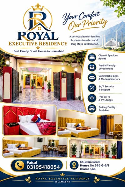 Luxury Furnished Guest House | Daily & Monthly Stay | G-9 Islamabad