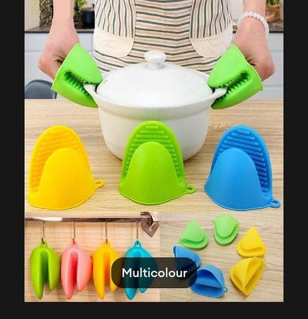 T  Silicone Pot Grabber Pack Of 2 Multi Color