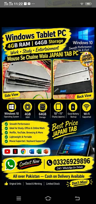 Windows nec tablets japani 4gb ram very good condition