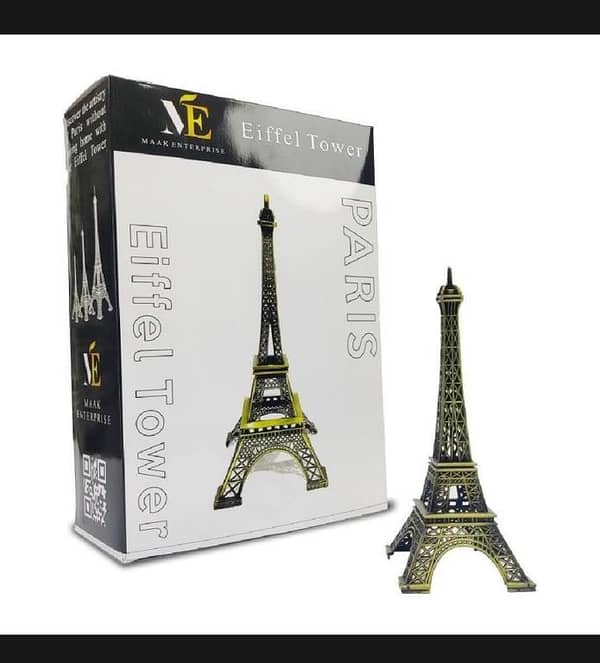 T  Metal Eiffel 9 inch Figurine Metal Paris Eiffel Tower Metal Craft Famous Landmark Building Metal Statue For Gift & Home