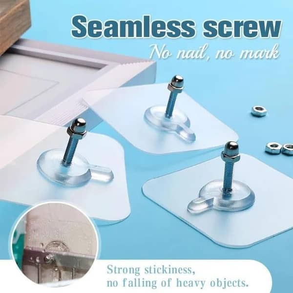 T  6pcs Photo Frame Hooks Invisible Stickers Hanging Picture Painting Non-Trace Self Adhesive Nails Hook Wall Paste Tack