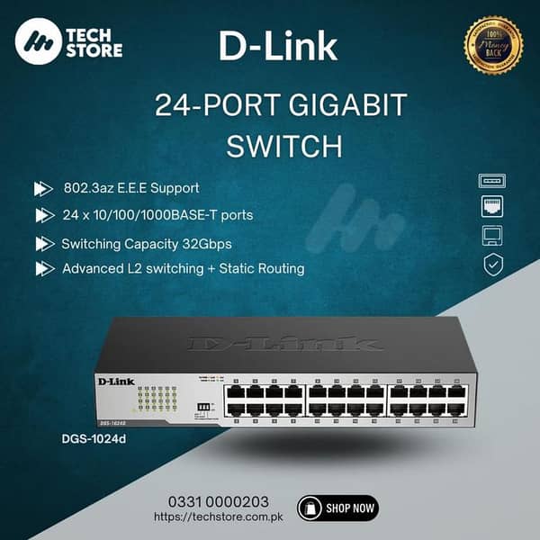 D-Link DGS-1024D 24 Port Gigabit Unmanaged Switch (Branded Used)