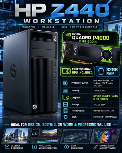 HP Z440 Workstation | Xeon 16 Cores | 32GB RAM | Quadro P4000 8GB