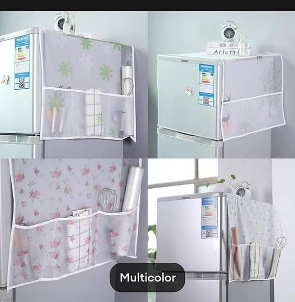 T   Anti-dust Waterproof Oil-proof Refrigerator Fridge Cover With 6 Pockets Organzier
