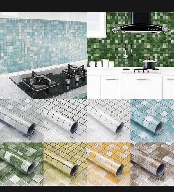 T  60x200cm Mosaic Wall Paper Waterproof Heat Resistant Self Adhesive Anti Oil Kitchen Wallpaper Marble Sheet for Kitchen