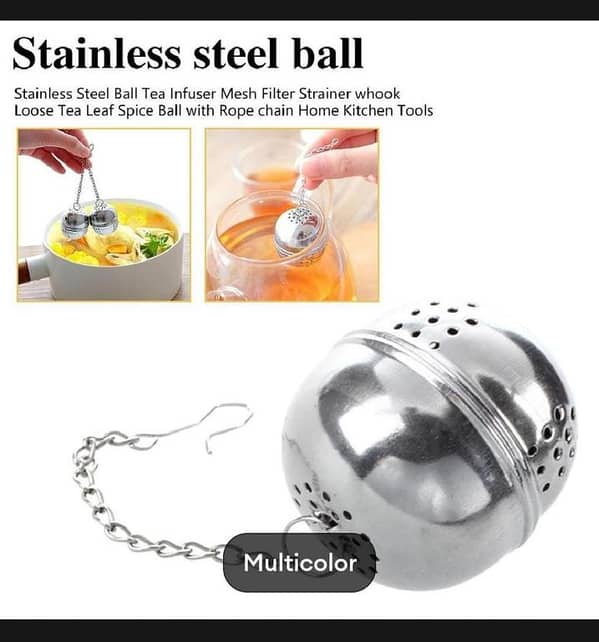 T  Stainless Steel Mesh Tea Ball Strainer Filter Infuser for Loose Leaf Tea and Mulling Spices - Chain Style