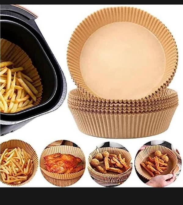 T  50pcs Air Fryer Disposable Parchment Paper Liner Square Round Oil-proof Paper Tray Non-Stick Baking Mat AirFryer Accessories