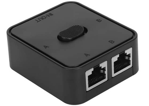 1 PCS [ 2 Port RJ45 Gigabit Network Switch - Manual 2 In 1 Out Cable Splitter Selector - Power Free Passive Ethernet Switch Box ] R5986