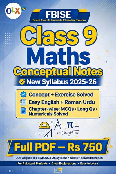 FBISE Class 9 Maths Conceptual Notes New Syllabus 2025-26