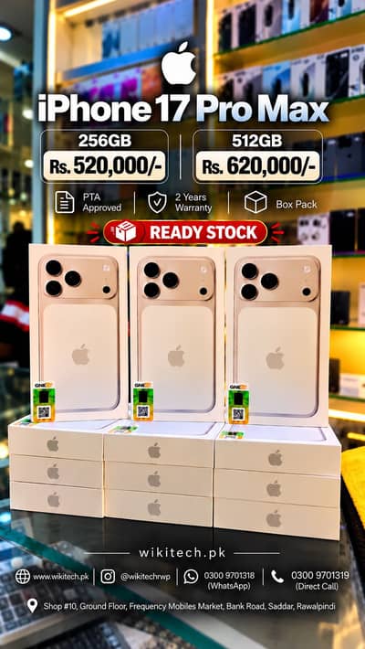 Apple iPhone 17 Pro Max 256GB and 512GB Available Stock PTA Approved