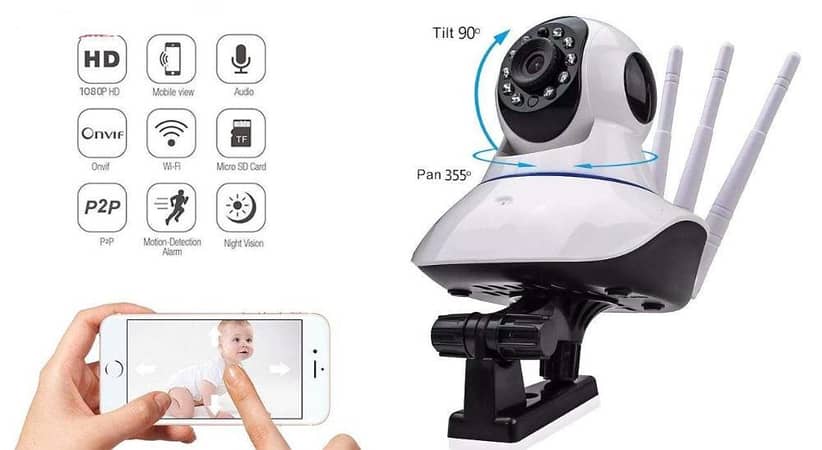 V380 WiFi IP Camera 1080P Home Security Camera 3 Antenna Two Way Audio Night Vision