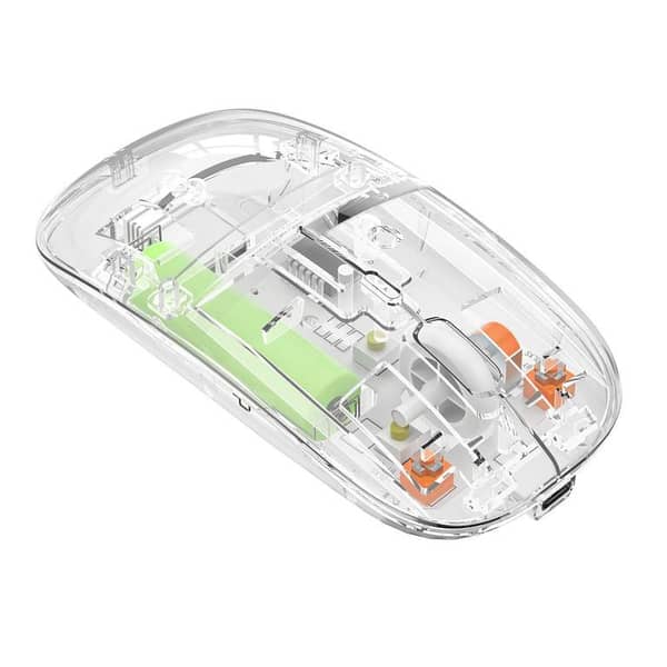2.4G Wireless Mouse Transparent Mice Bluetooth-Compatible Rechargeable Mouse for PC Lenovo Laptop Desktop Dual-mode Gaming Mouse