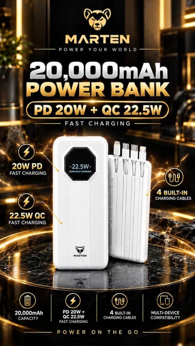 MARTEN 20,000mAh Power Bank | 22.5W Super Fast Charging