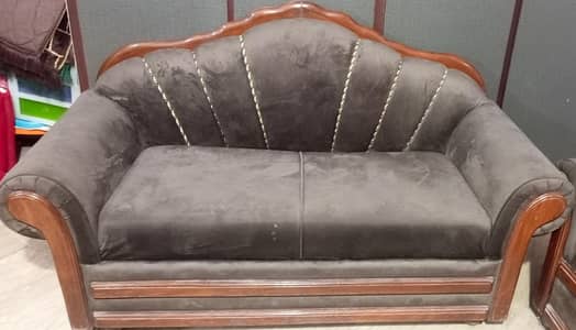 wooden grey sofa set