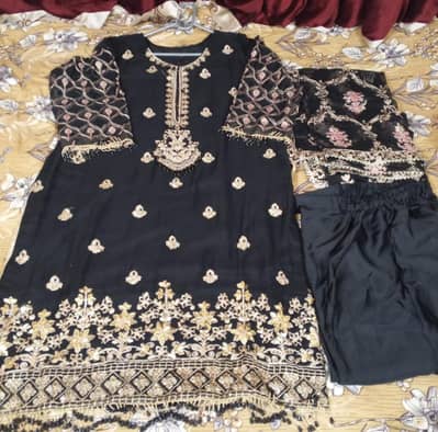Gota Tilla Stone Work 3-Piece Suit with Heavy Embroidered Dupatta