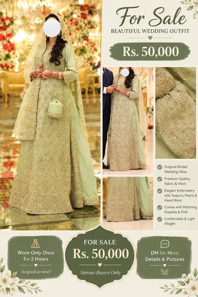 Mint green & gold Walima maxi for Sale
