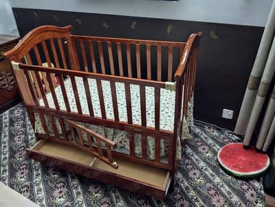 Wooden Baby Bed/ Baby Crib With Storage Panel And Mosquito Net