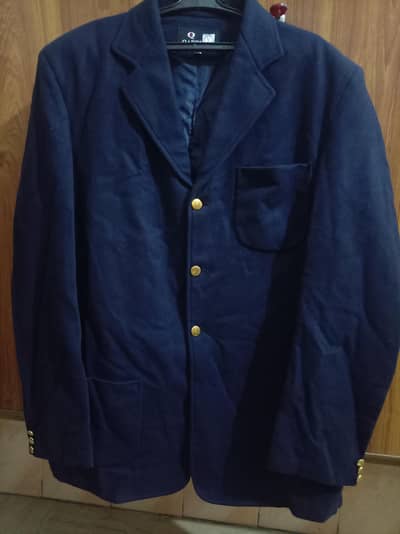 Navy Blue Formal Blazer Coat with Golden Buttons – Elegant & Stylish
