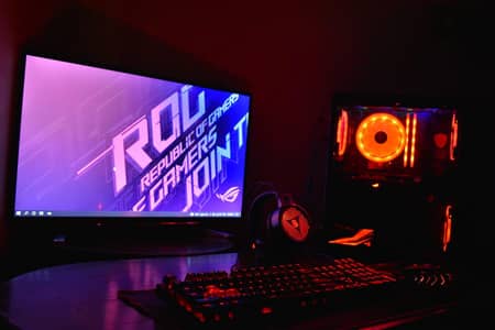 Gaming PC Setup (Ryzen 5 2600 + GTX 1050 Ti) with Boxes