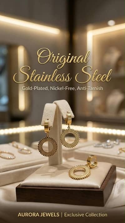 Elegant Gold-Plated Stainless Steel Earrings 