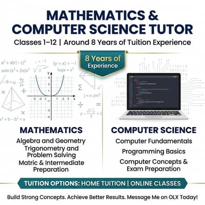 Experienced Tutor for Mathematics & Computer Science | Classes 1–12