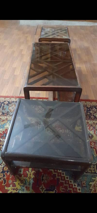 3 Piece Wooden Center Table Set for sale