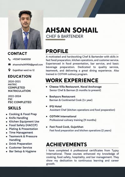 Fast food chef and barista