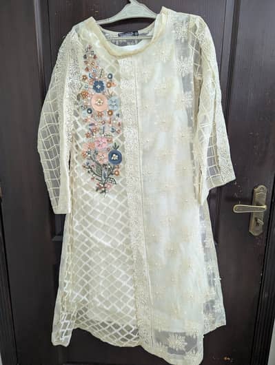 Panache Ivory Organza Embroidered Shirt