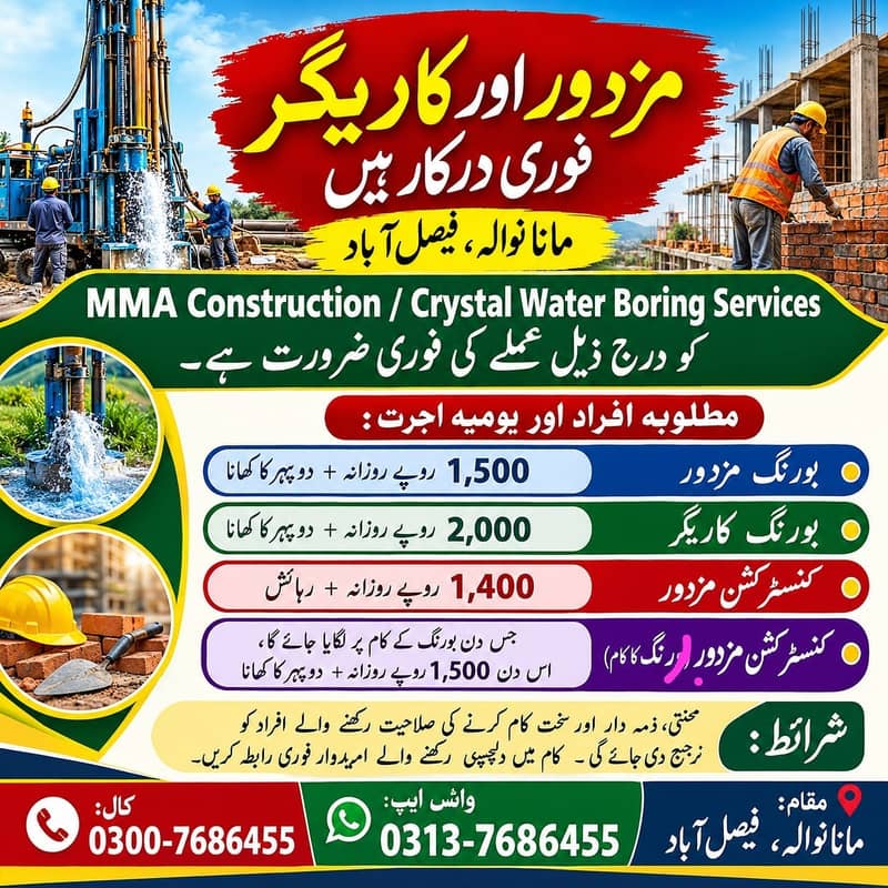 Labour Required / محنتی، ذمہ دار اور سخت کام کرنےوالے کو ترجیح دی جائے 0