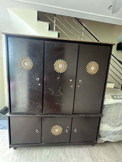 Portable Wooden Wardrobe – 6 Doors, Separate Upper & Lower Units