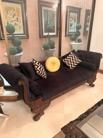 3 Seater Solid Wood Carved Sofa Set | Centre Table & Ottoman