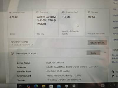 HP EliteBook Folio 1040 i5-4th gen