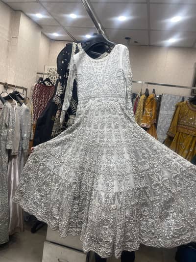 Walima Bridal Dress with Long Tail Dupata and Pouch