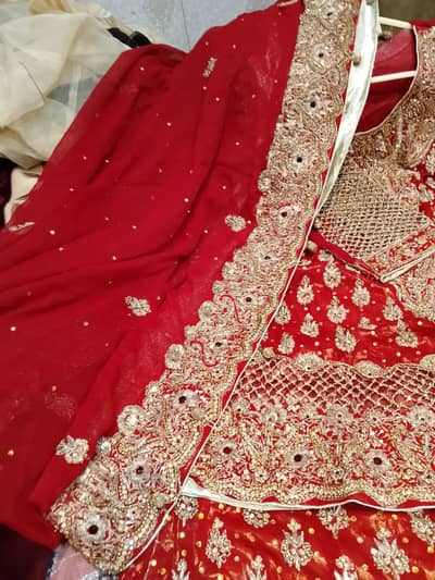 Beautiful Classic Red Bridal Lehenga +  jewelry