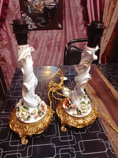 F. B. A. I Italian vintage brass porcelain lamps