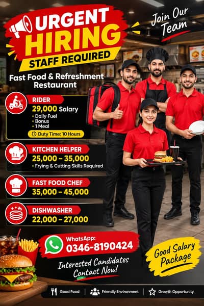 Restaurant staff required