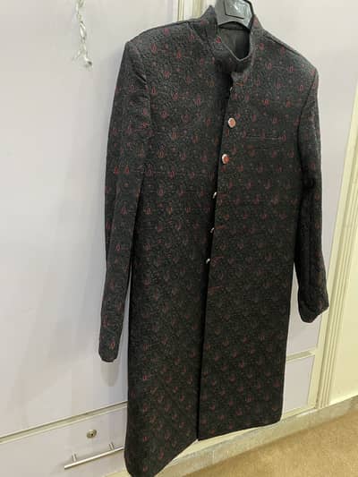 Groom’s Perfect Wedding Sherwani with Shimla and Matching Khussa