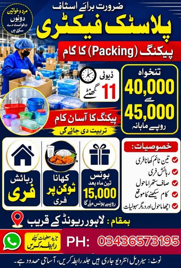 فیکٹری میں لڑکوں کی ضرورت ہے 0