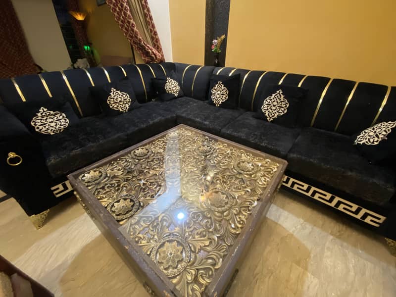 L shape Sofa set with centre table. 1