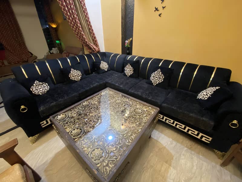 L shape Sofa set with centre table. 2