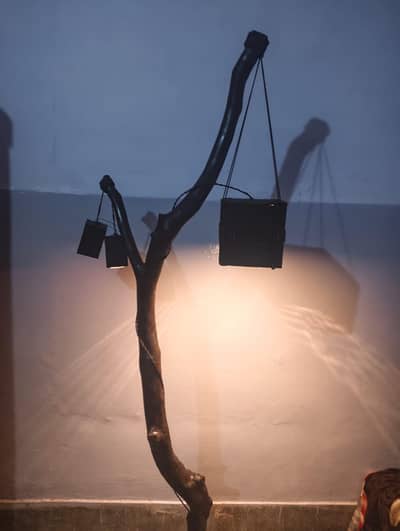 wooden branch floor lamp