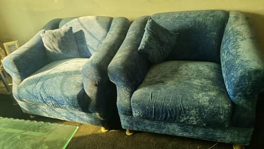 4 sitter blue velvet