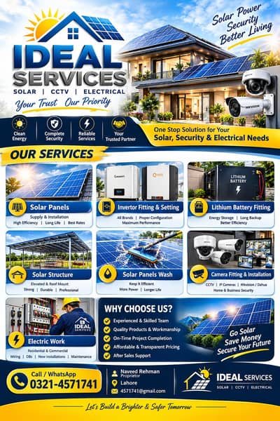 IDEAL SERVICES SOLAR N CAMERAS ELECTRIC WORK